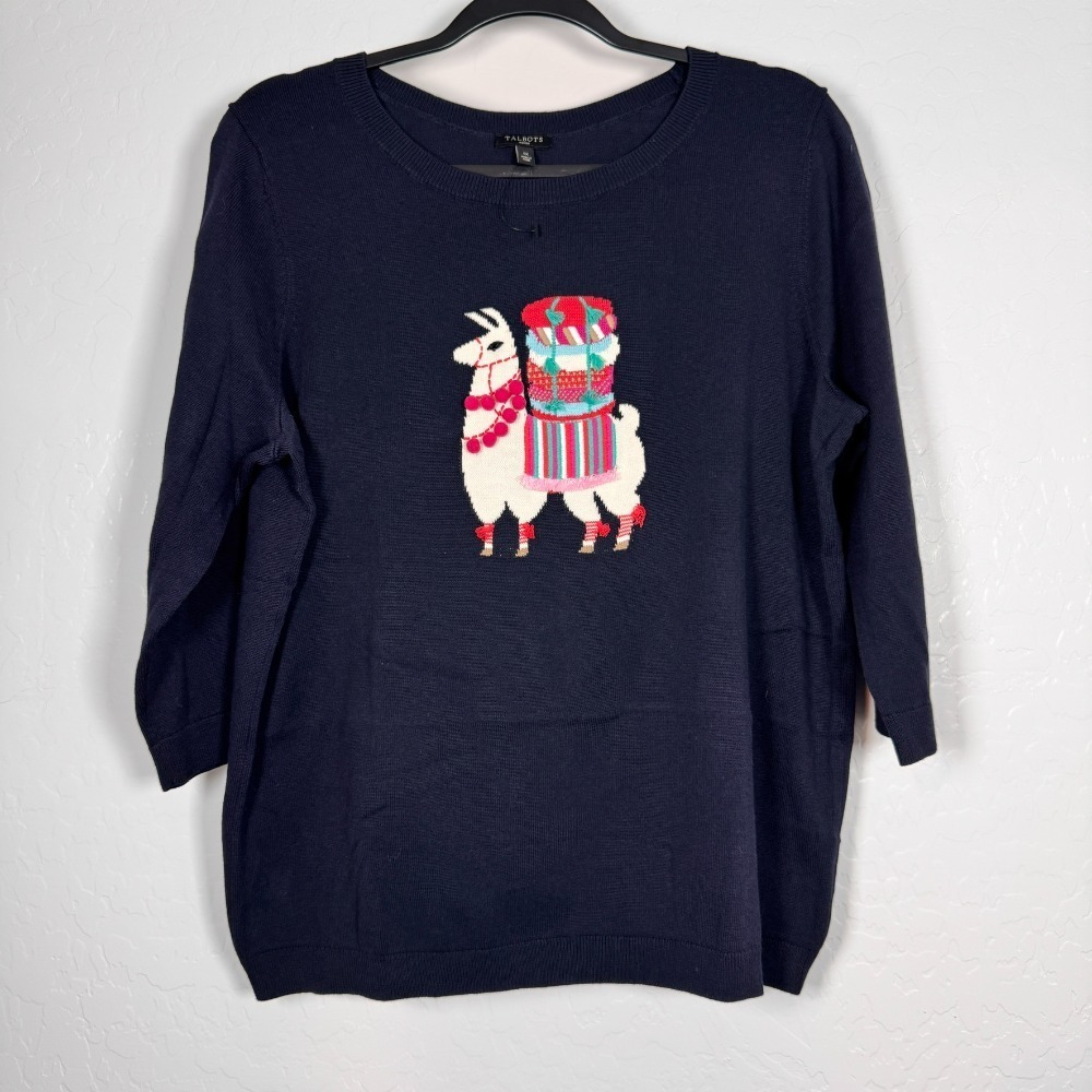 NWOT Talbots Llama‎ Sweater Crew Neck Pullover Knit Holiday Novelty 1X